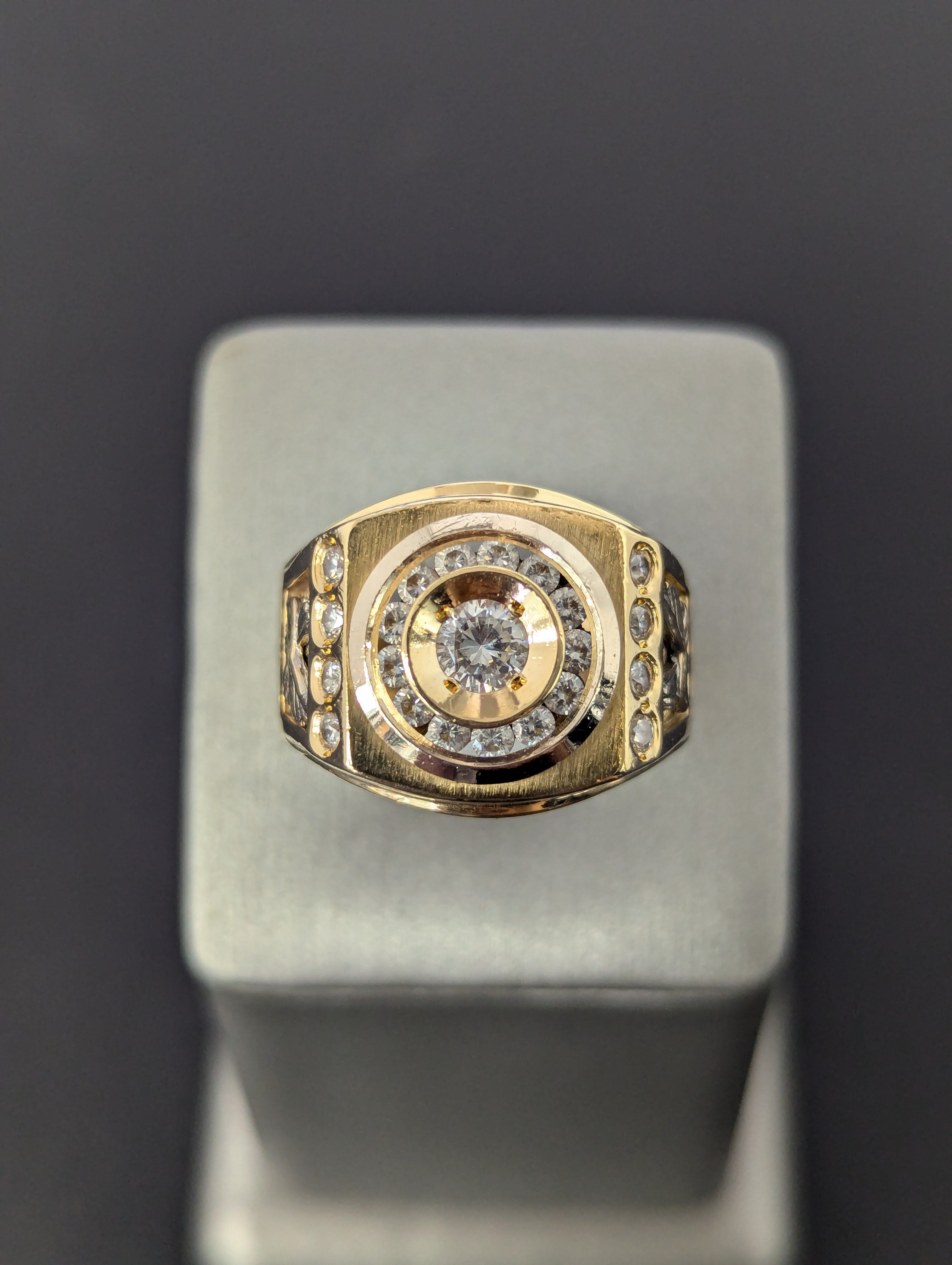 14K YG/WG Two-Tone CZ Eagle Ring