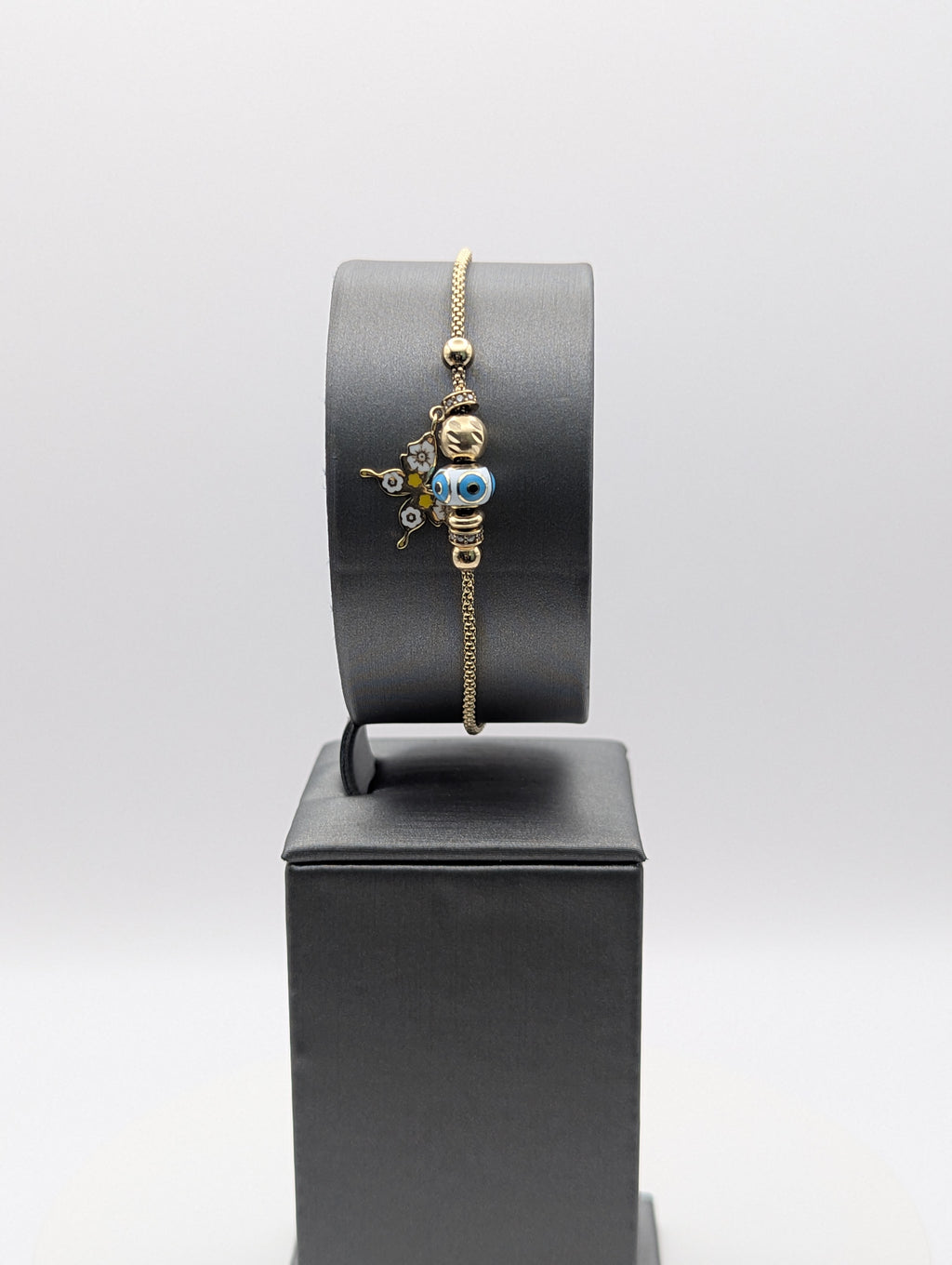 Pulsera de cadena con dije de mariposa de oro amarillo de 14K