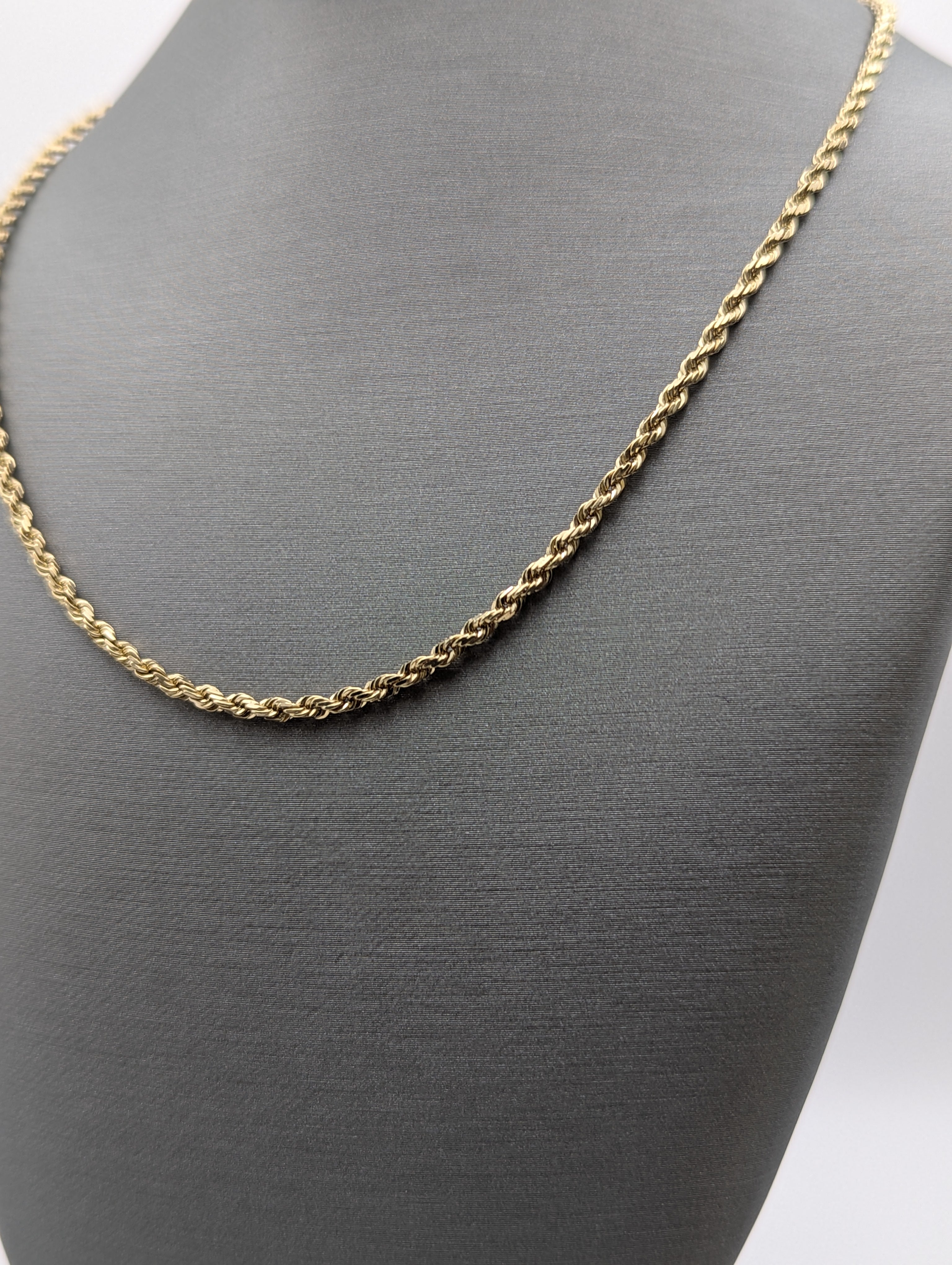 Cadena de soga de oro amarillo de 14K