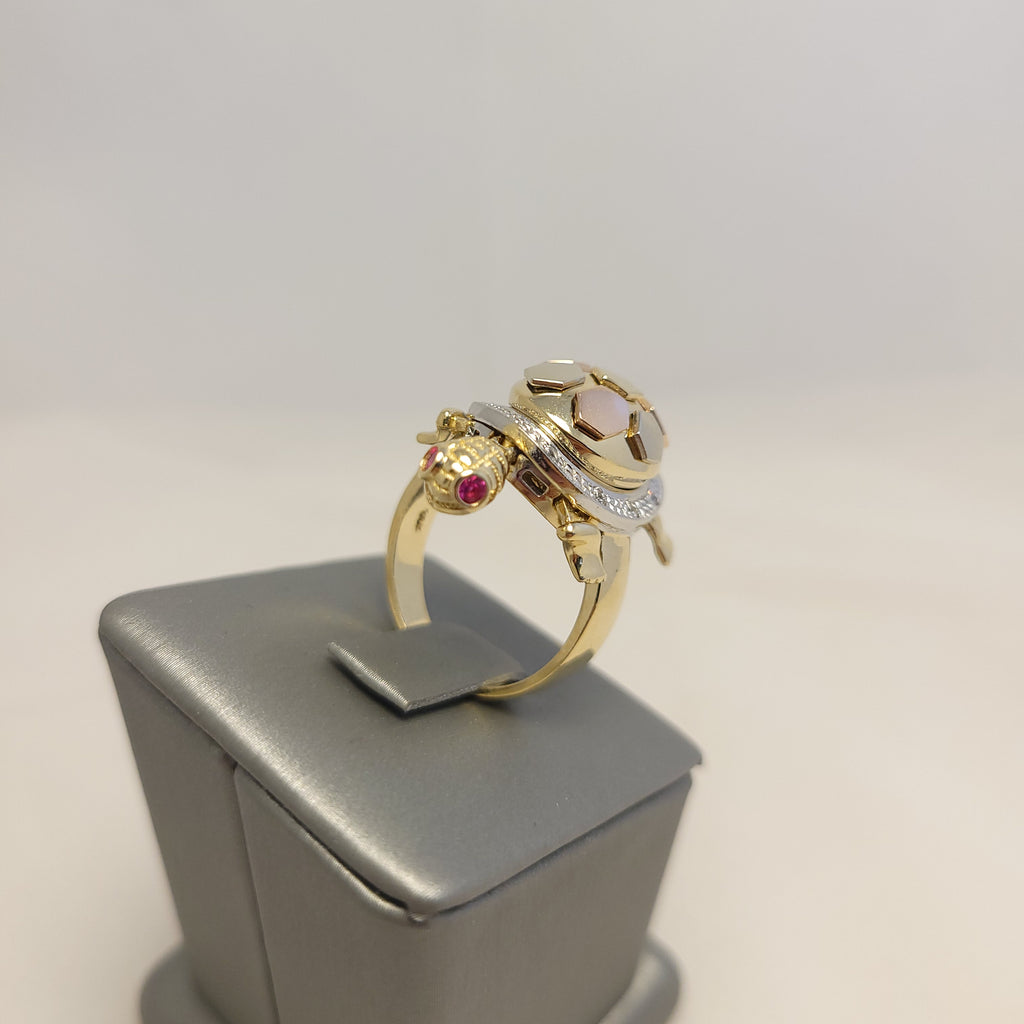 14K Tri-Color Tortoise Ring