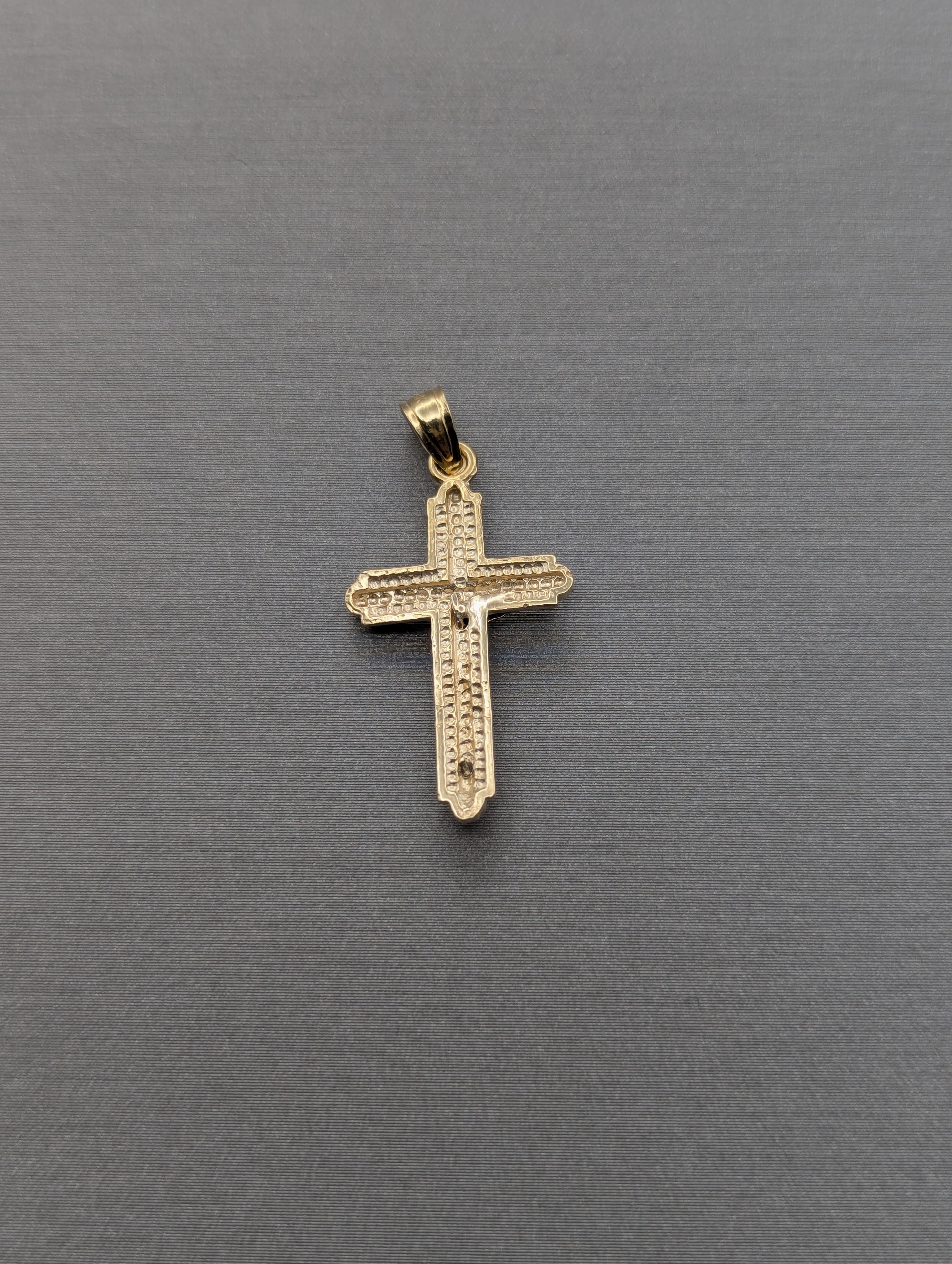 14K YG/WG Crucifix Dia Cut Pendant