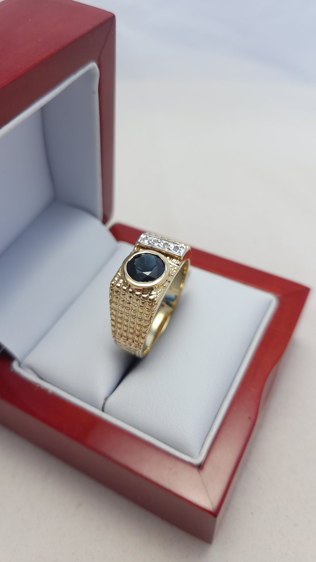 14K YG DIA SAPPHIRE RING