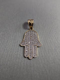 Colgante Mano de Hamsa de Oro Amarillo de 14K con Circonitas