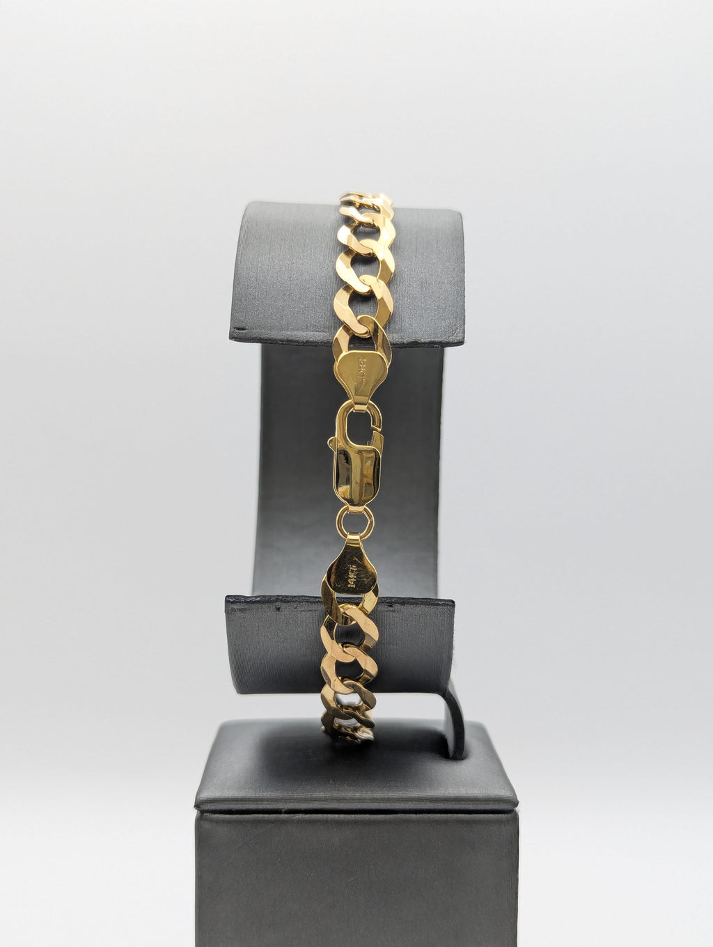 Pulsera de cadena barbada de oro amarillo de 14K