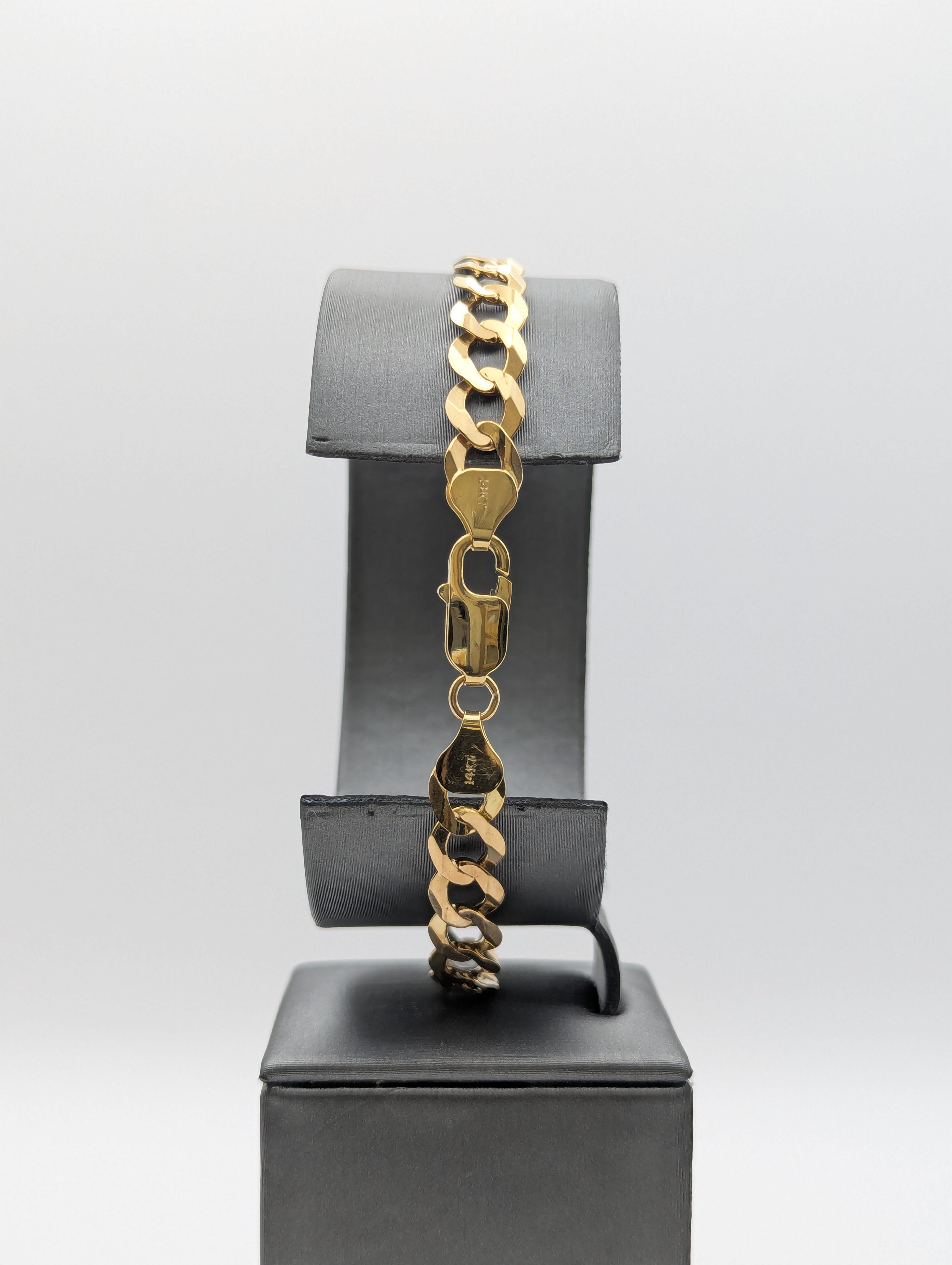 Pulsera de cadena barbada de oro amarillo de 14K