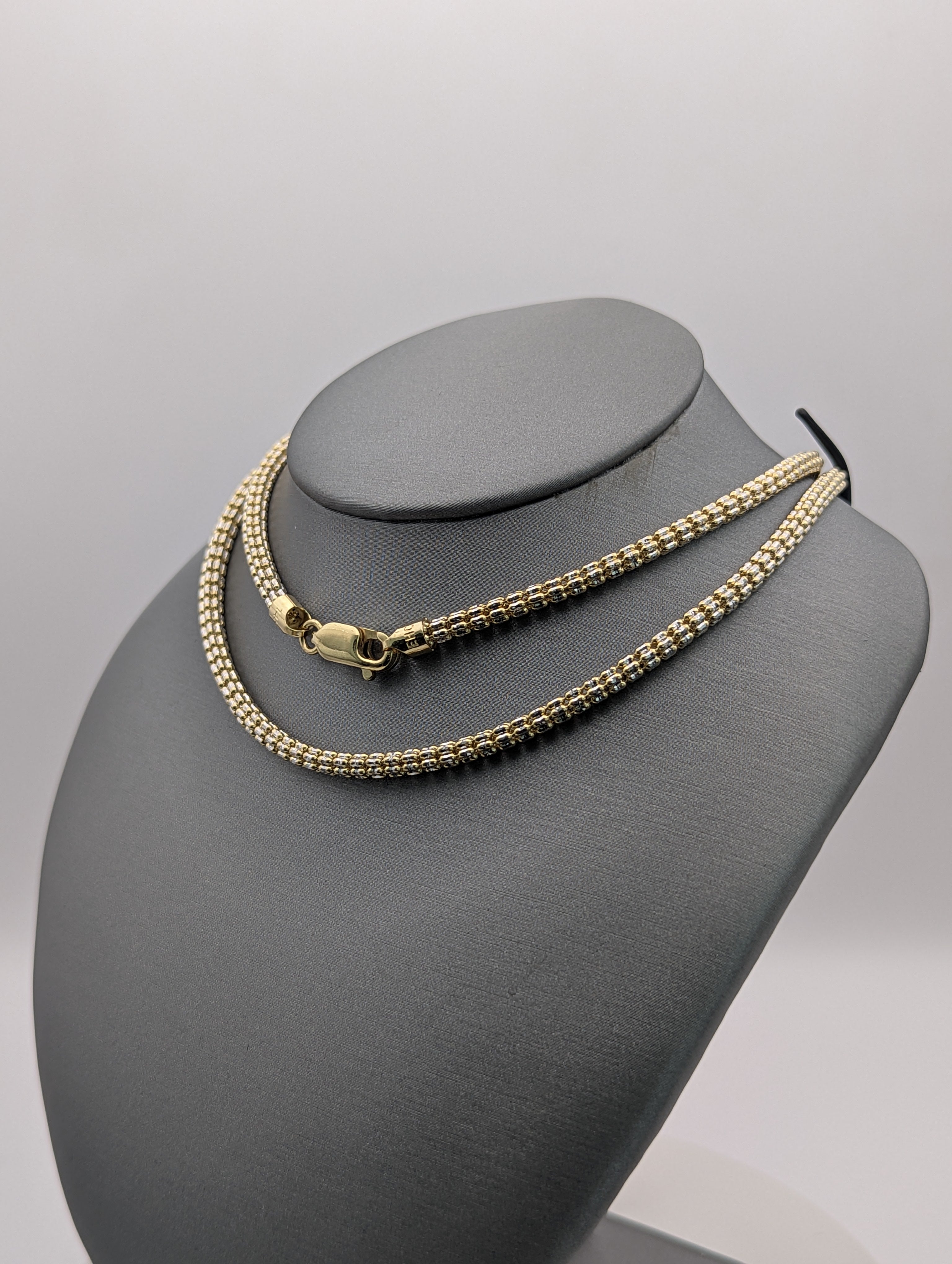 Cadena de eslabones de hielo bicolor de 14K