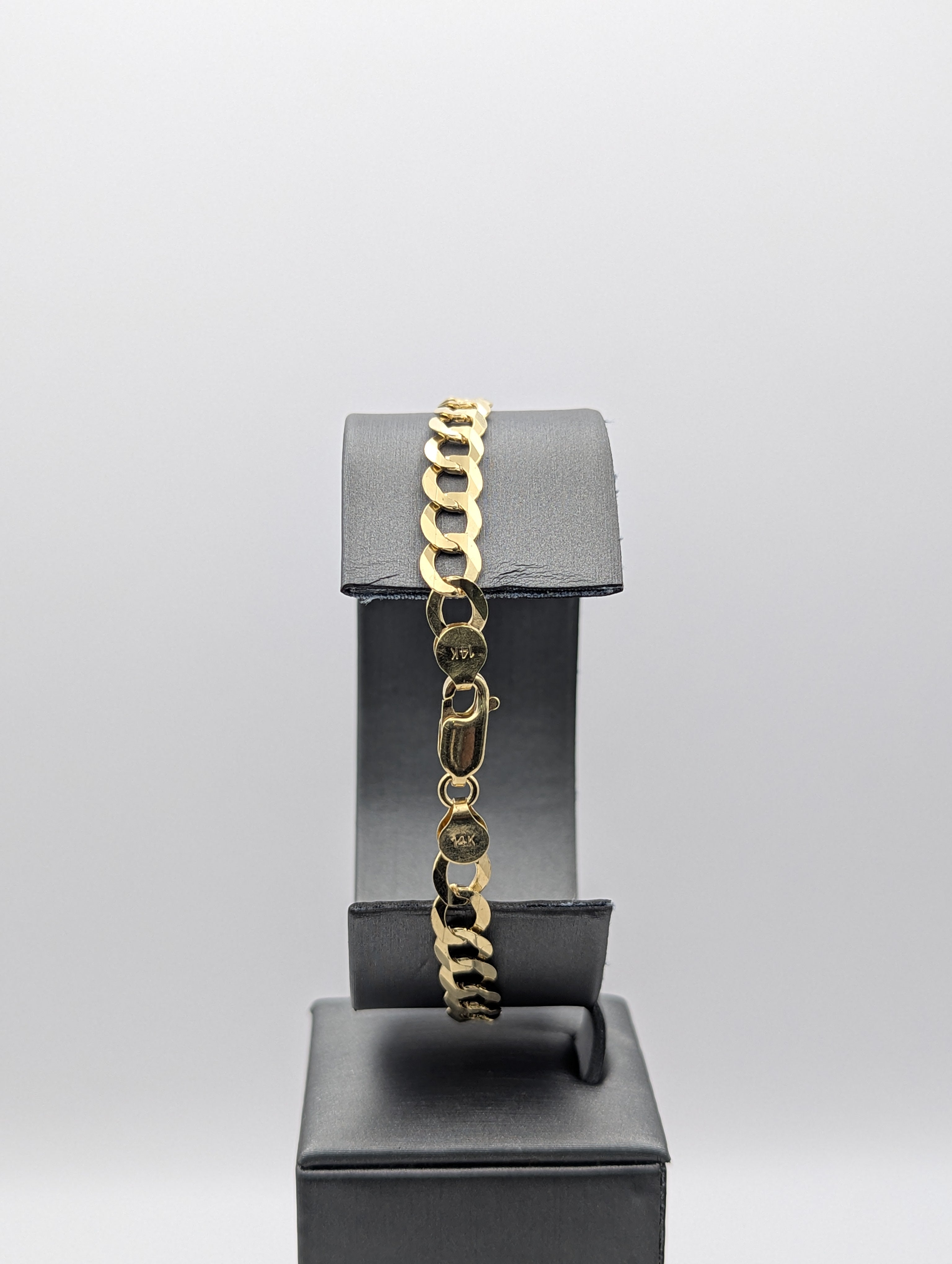 Pulsera de oro amarillo de 14 quilates tipo cadena cubana