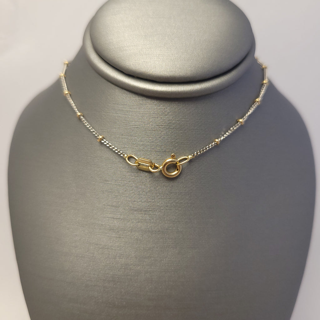 Collar de eslabones cubanos 14K de dos tonos de fantasía