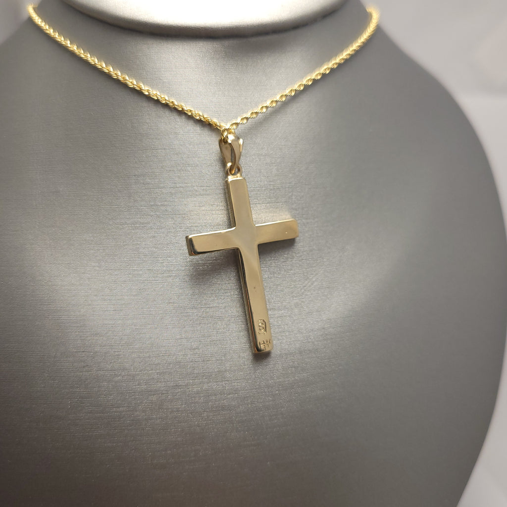 Colgante Cruz Plana Oro Amarillo 14K