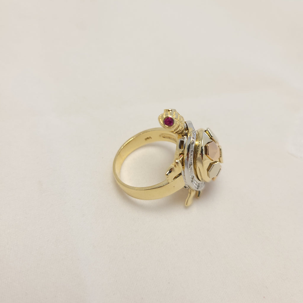 14K Tri-Color Tortoise Ring