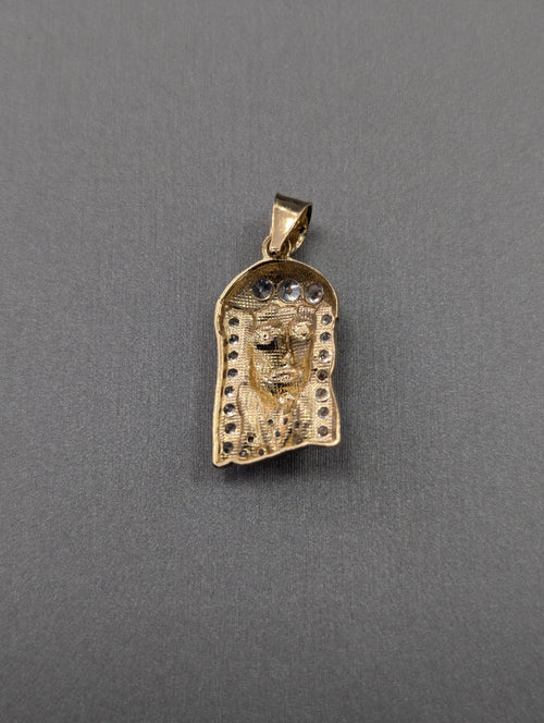 Colgante de Jesús de oro bicolor de 14K con circonitas