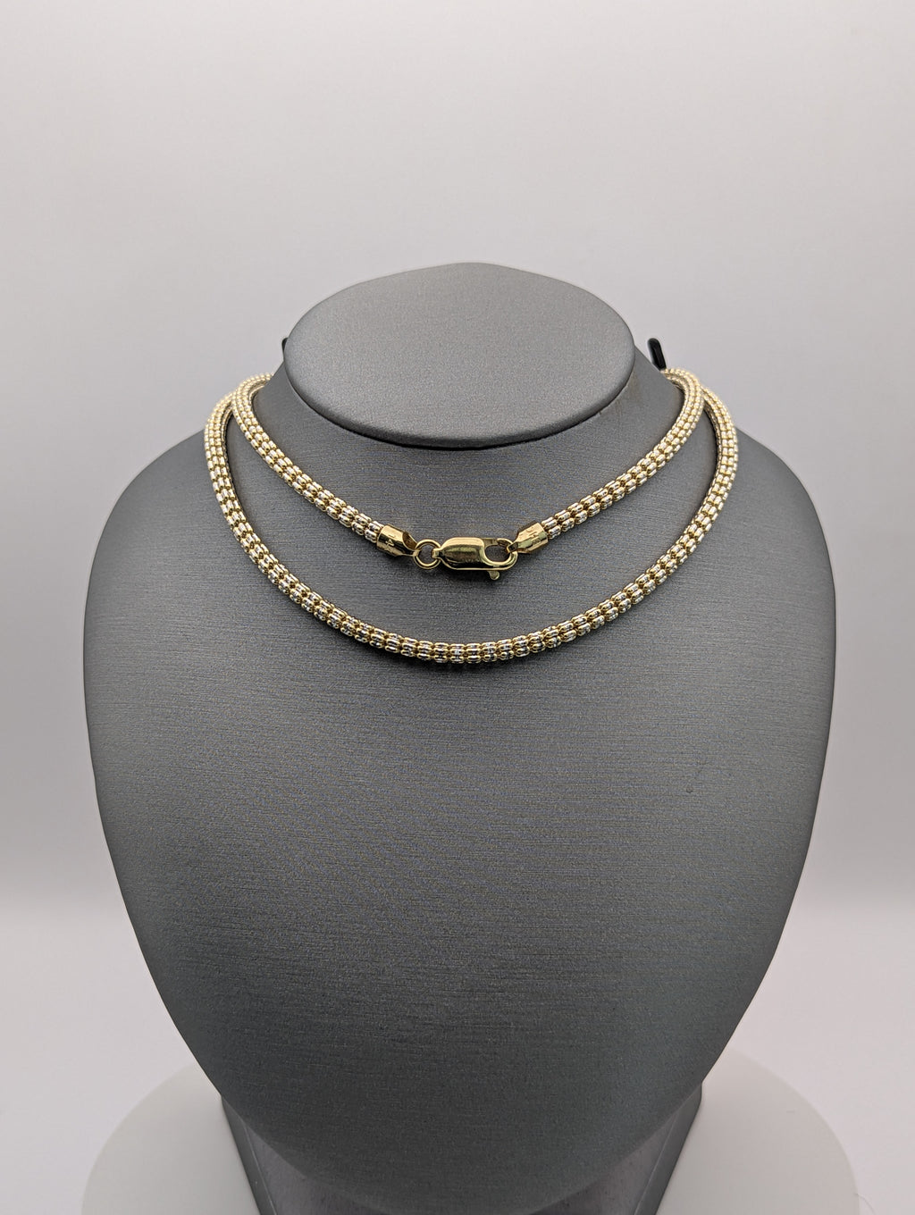 Cadena de eslabones de hielo bicolor de 14K