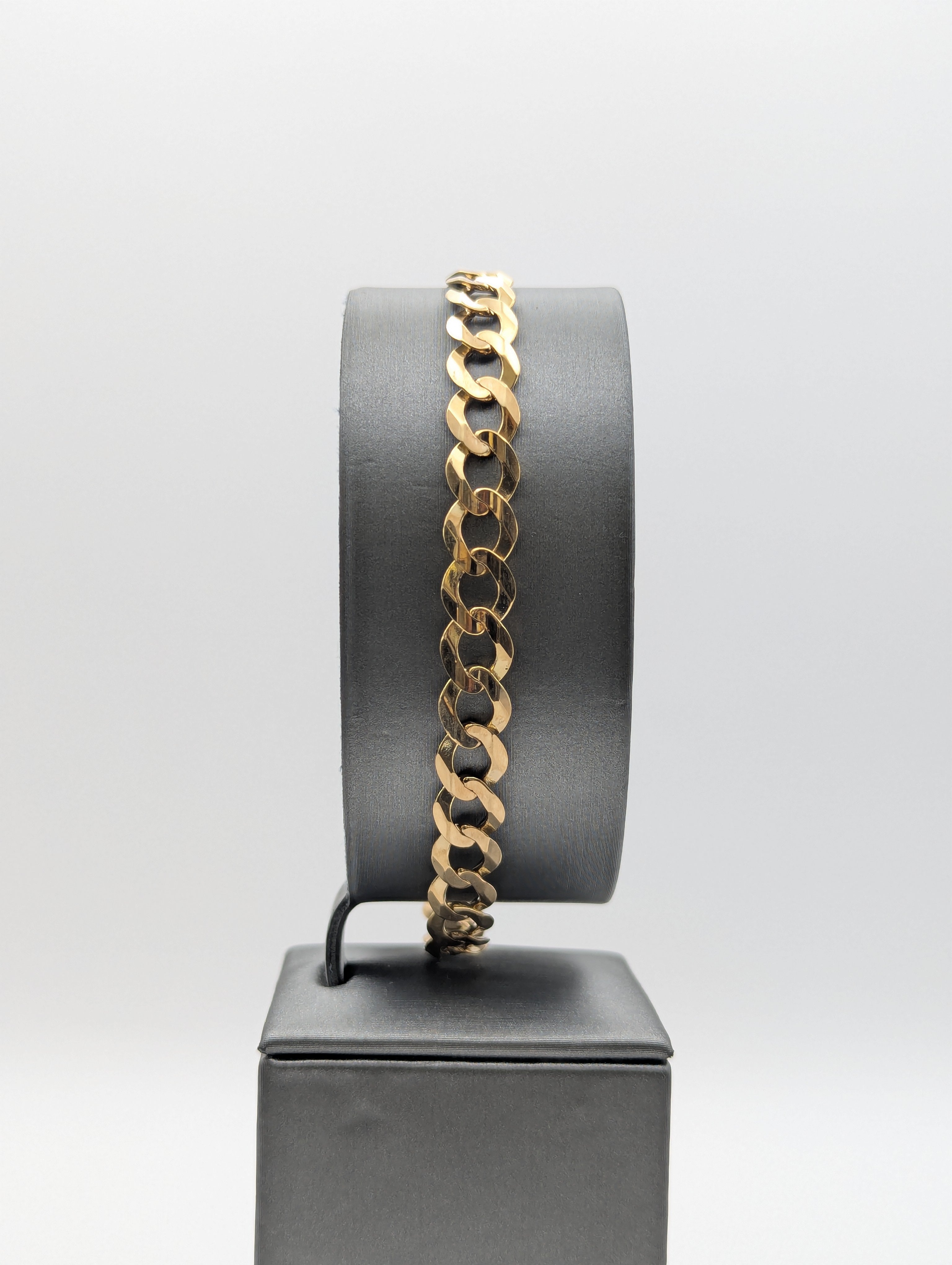 Pulsera de cadena barbada de oro amarillo de 14K