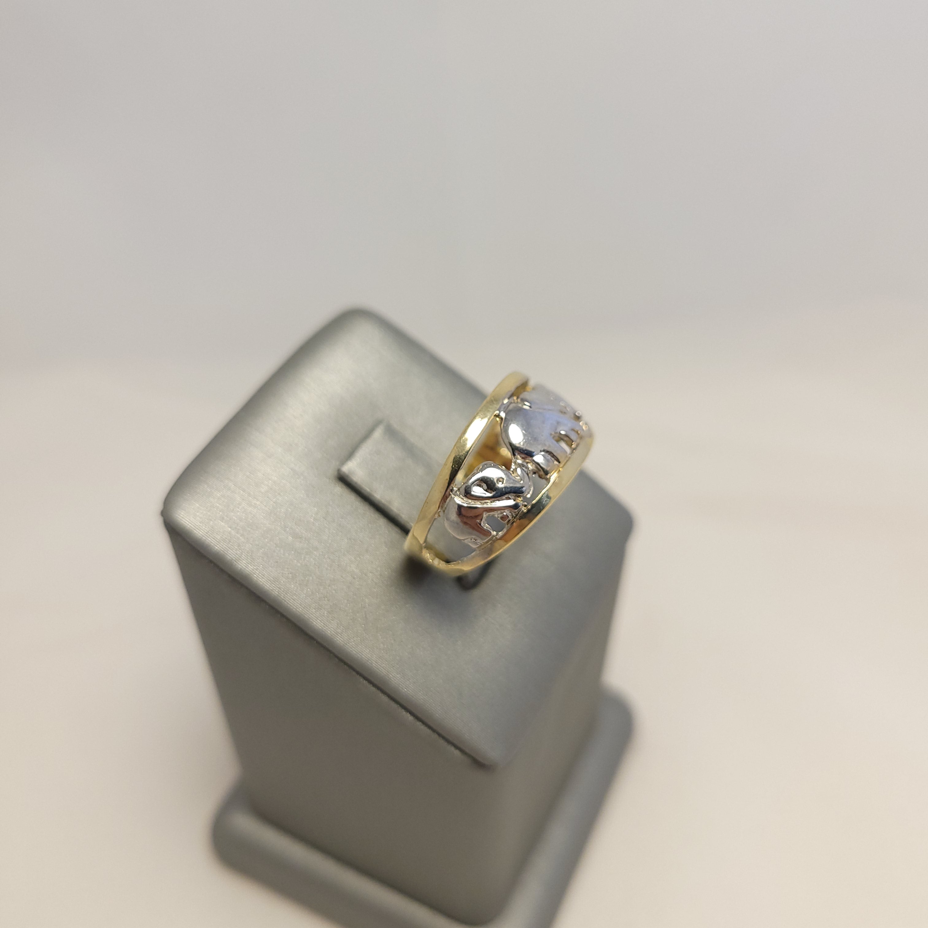 Anillo de elefante bicolor de 14K