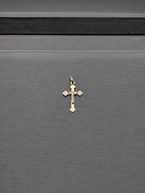 14K Tri Color Crucifix Pendant