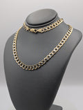 Cadena de eslabones tipo cubana, hueca y diamantada, de oro de 14K