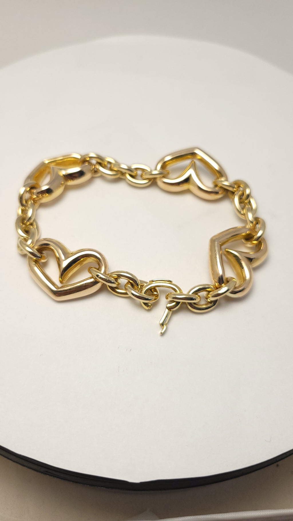 Pulsera de Corazones Abombados de Oro Amarillo de 14K