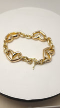 Pulsera de Corazones Abombados de Oro Amarillo de 14K