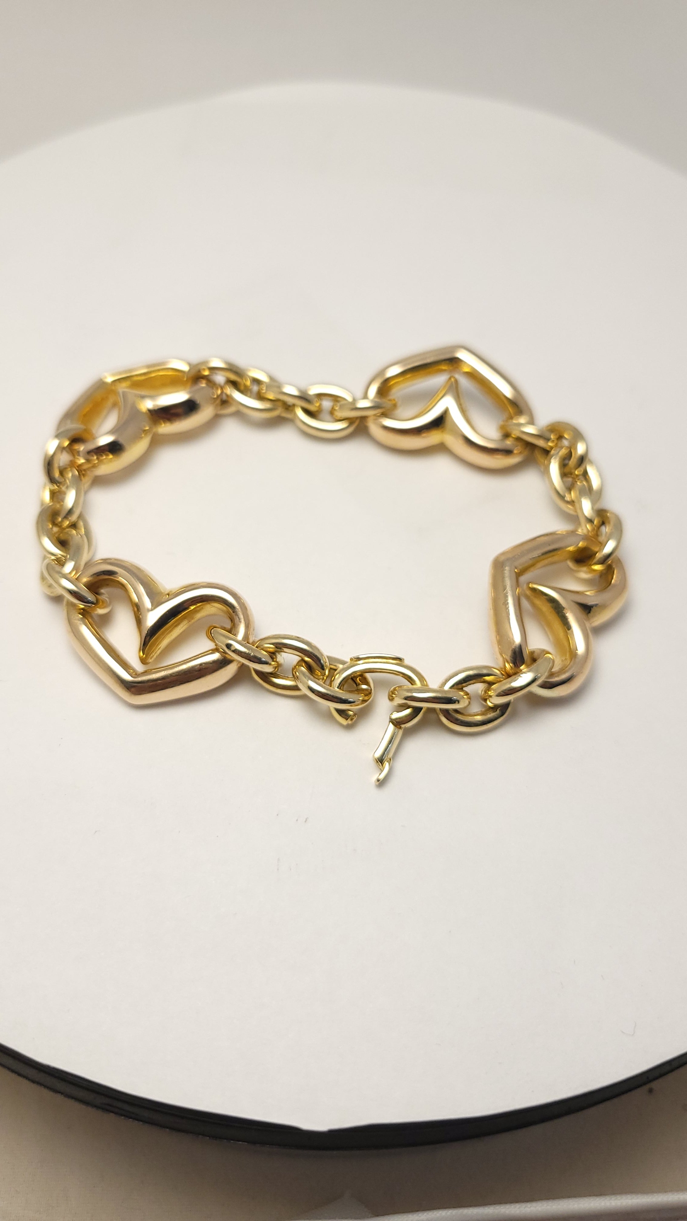 14K YG Puffy Heart Bracelet