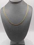 Cadena de eslabones tipo Curb, oro amarillo de 14K con corte de diamante