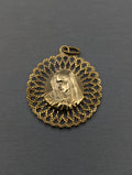 Dije/Colgante de 14K en oro amarillo con la cabeza de Jesús/María